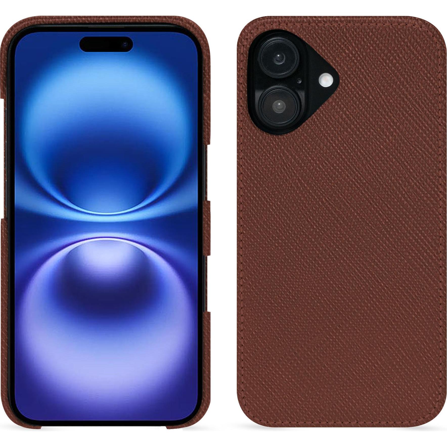 Noreve Lederschutzhülle (Apple iPhone 16), Smartphone Hülle, Braun