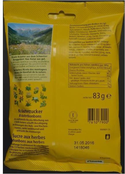 Nährwerte und Zutaten Ricola Das Original