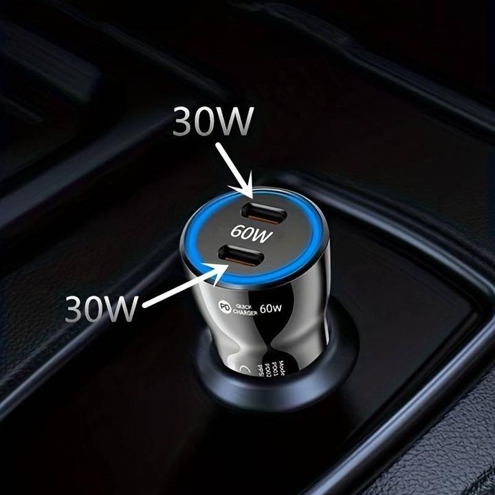 Produktbild PhoneLook Ladeadapter Zigarettenanzünder 60W Doppel USB-C Ladegerät PD 3.0 Power Delivery