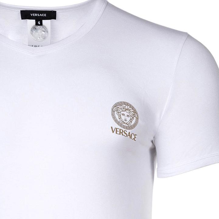 Image du produit Versace T-Shirt Short Sleeves V Neck Jersey Topeka Bi-Stretch Cotton Organic New Logo (M)