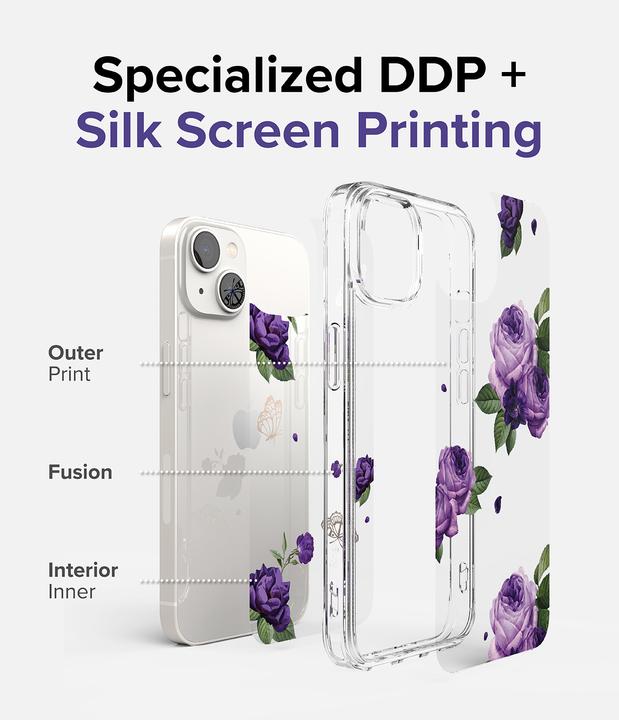 Actual product image Ringke Fusion Design Armored Case Cover with Gel Frame for iPhone 14 Plus transparent (Purple rose) (Apple iPhone 14 Plus)