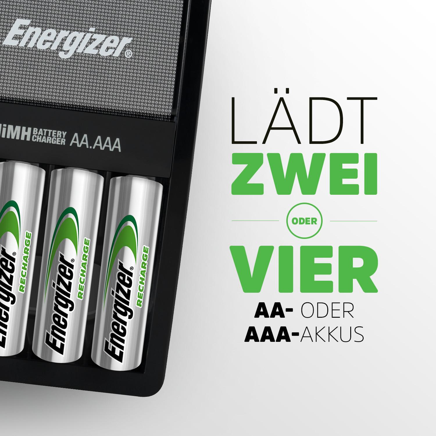 Thumbnail - Energizer Recharge Maxi (4 Stk., AA, 2000 mAh, Ladegerät inkl. Akku), Akku Ladegerät