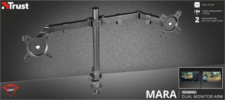 Produktbild Trust Tischhalterung GXT 1120 Mara Dual bis 16 kg – Grau (Tisch, 32", 16 kg)