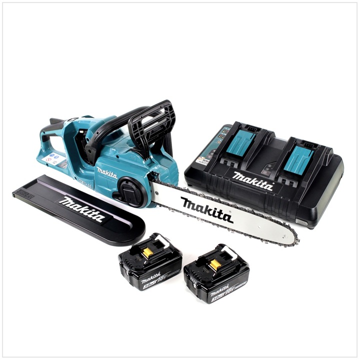 Produktbild Makita DUC 353 PF2 Akku Kettensäge 36V ( 2x18V ) Brushless 35 cm + 2x 3,0 Ah Akku + Doppelladegerät (Akku Kettensäge)