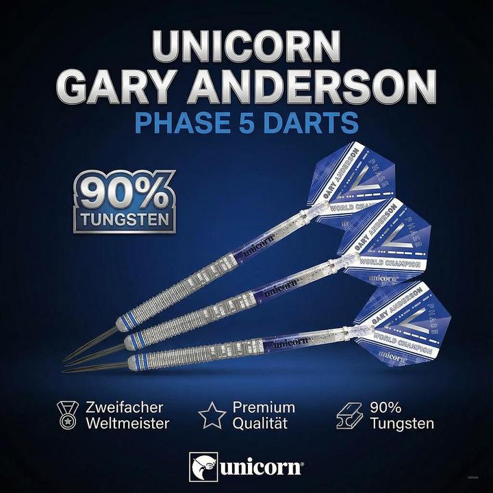 Actual product image Unicorn Phase 5 World Champion Gary Anderson Steel Dart Presentation Box (23 g)