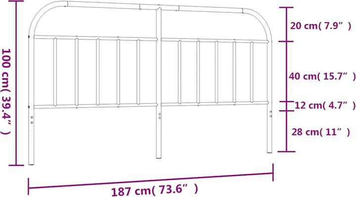 Actual product image vidaXL Kopfteil Metall Weiss 193 cm, Farbe: Weiss (198 x 3 x 100 cm)