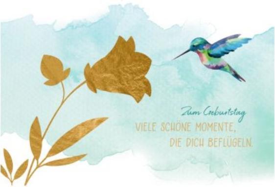 Produktbild Goldbek Geburtstagskarte Blume mit Kolibri