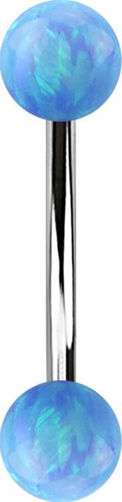 Produktbild Star Piercing Micro Banane silber mit zwei Kugeln Opal hellblau (Chirurgenstahl 316L, ohne Messing)