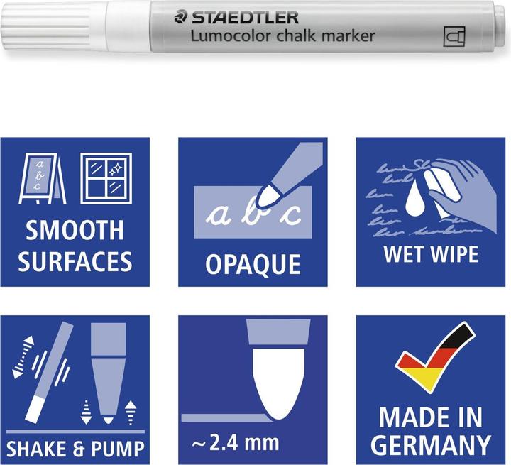 Immagine prodotto Staedtler Marcatore a gesso Lumocolor, confezione da 5 pezzi (colore assortito, 2.40 mm, 5 x)