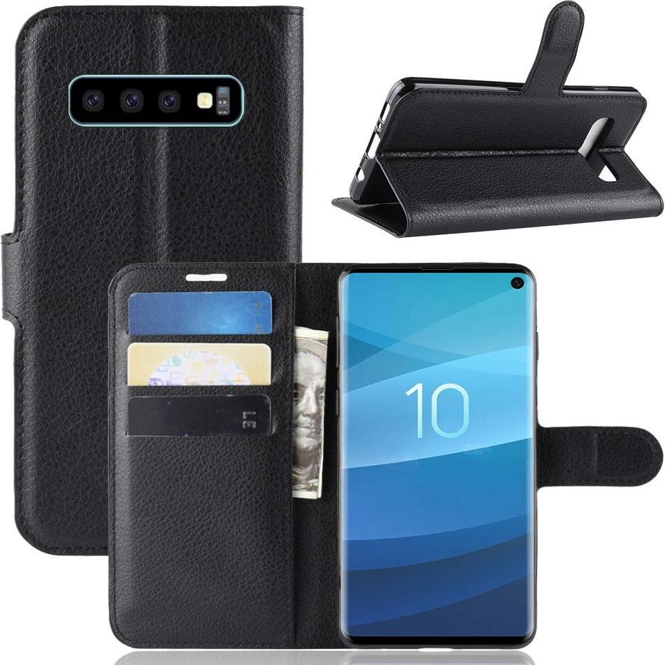 Thumbnail - Cover-Discount Leder Etui Hülle mit Kartenfächern (Samsung Galaxy S10), Smartphone Hülle, Schwarz