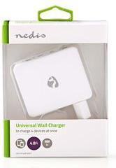 Actual product image Nedis Mains charger - 2X 1 A / 2X 2.4 A - Port type: 4X USB-A - 24 W - single voltage output - PC - (24 W, 4 ports)