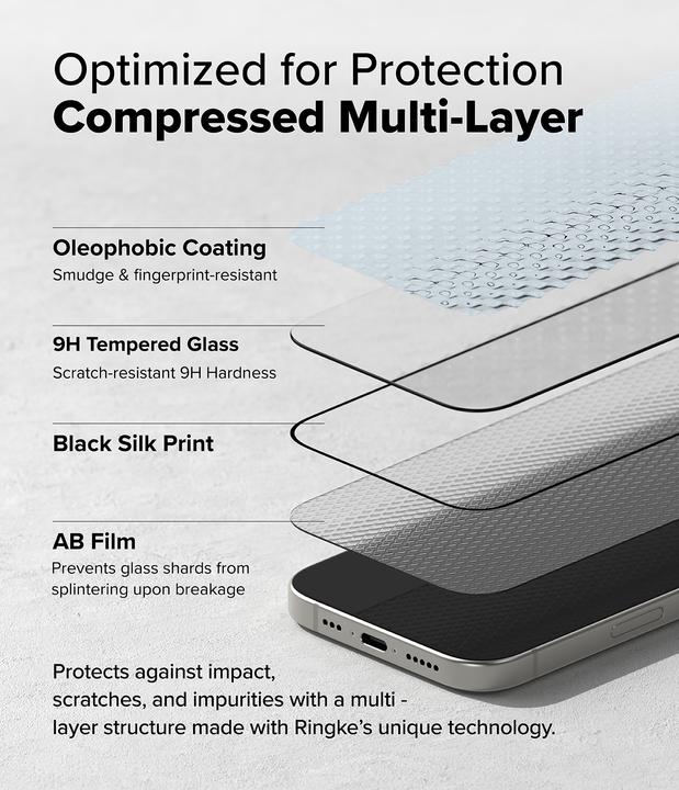 Image du produit Ringke Protecteur d'écran pour iPhone 16 Pro EASY SLIDE TEMPERED GLASS 2 pack, w installation Jig (2 pièce(s), Apple iPhone 16 Pro)