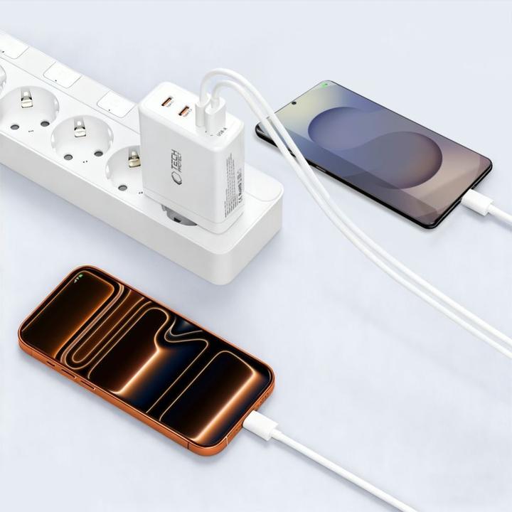 Produktbild Tech-Protect NC120W-GAN 4-Port Netzwerk-Ladegerät PD 120W / QC3.0 Weiss (120 W, 4 Ports)