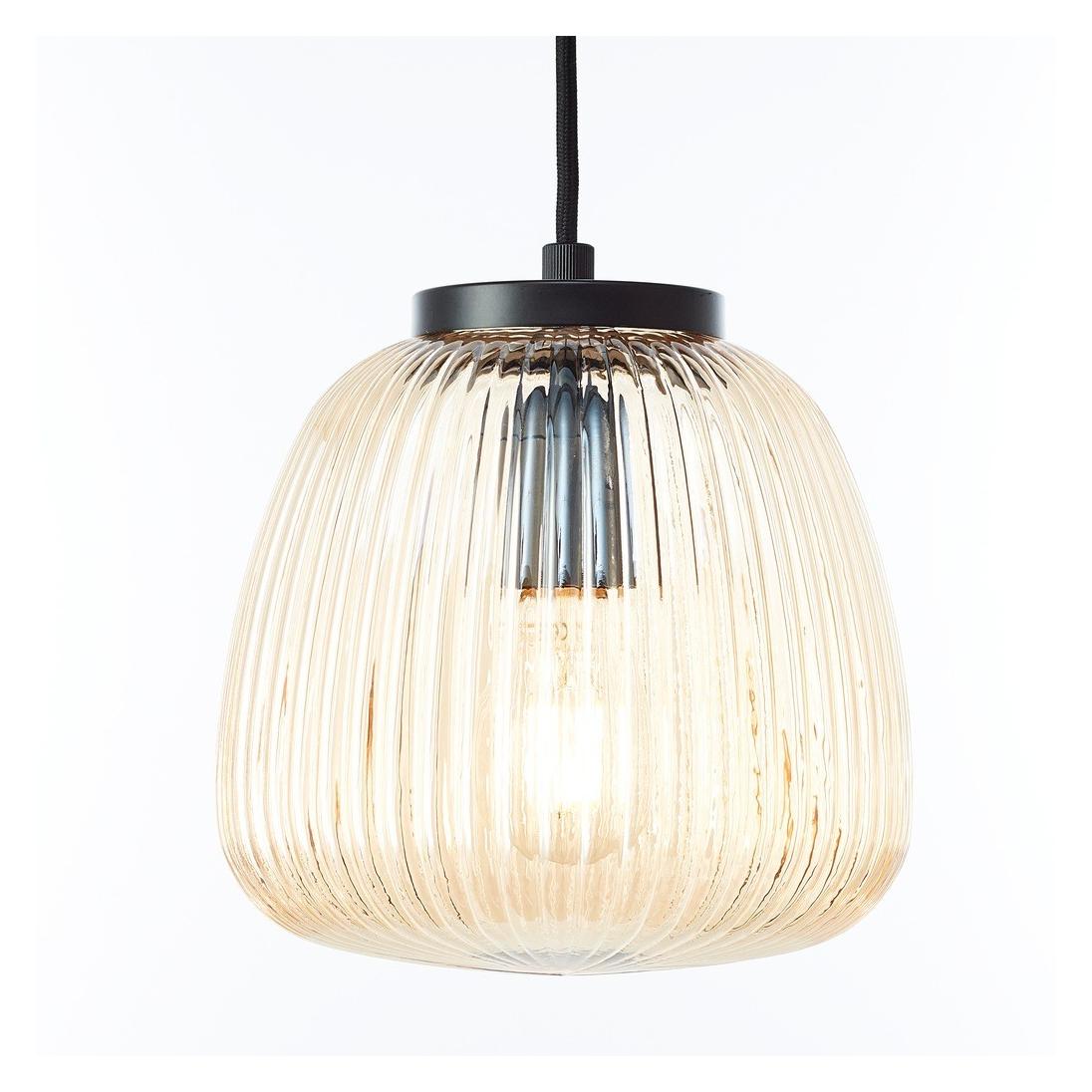 Brilliant, Hanglamp, Kaizen - Hanglamp - 5-lichts - E27 Max 5x25W - Glas - Amber - Zwart (E27)