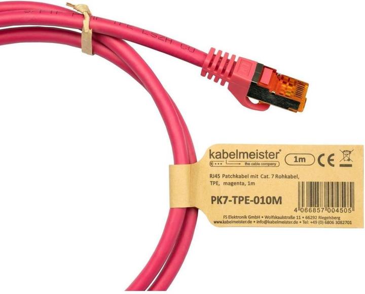 Produktbild Varia Cat.7 Patchkabel TPE magenta 0,25m RJ45 (S/FTP, CAT7, 0.25 m)