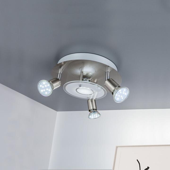 Actual product image B.K.Licht LED ceiling light, matt nickel, 4xLED/GU10/3W (250 lm, GU10)