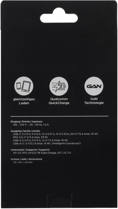 Produktbild Onit USB-Wandladegerät Dual 1C1A 35 W GaN Schwarz (35 W, 2 Ports)