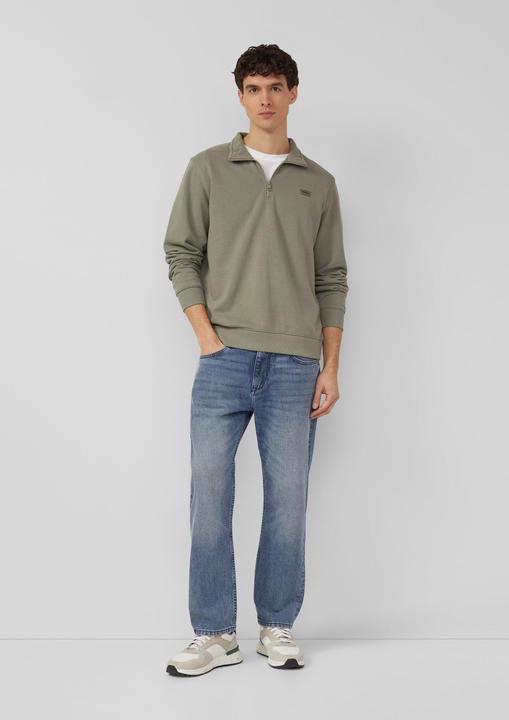 Produktbild s.Oliver Sweatshirt Sweatshirt mit Troyer-Kragen und Logo-Patch (S)