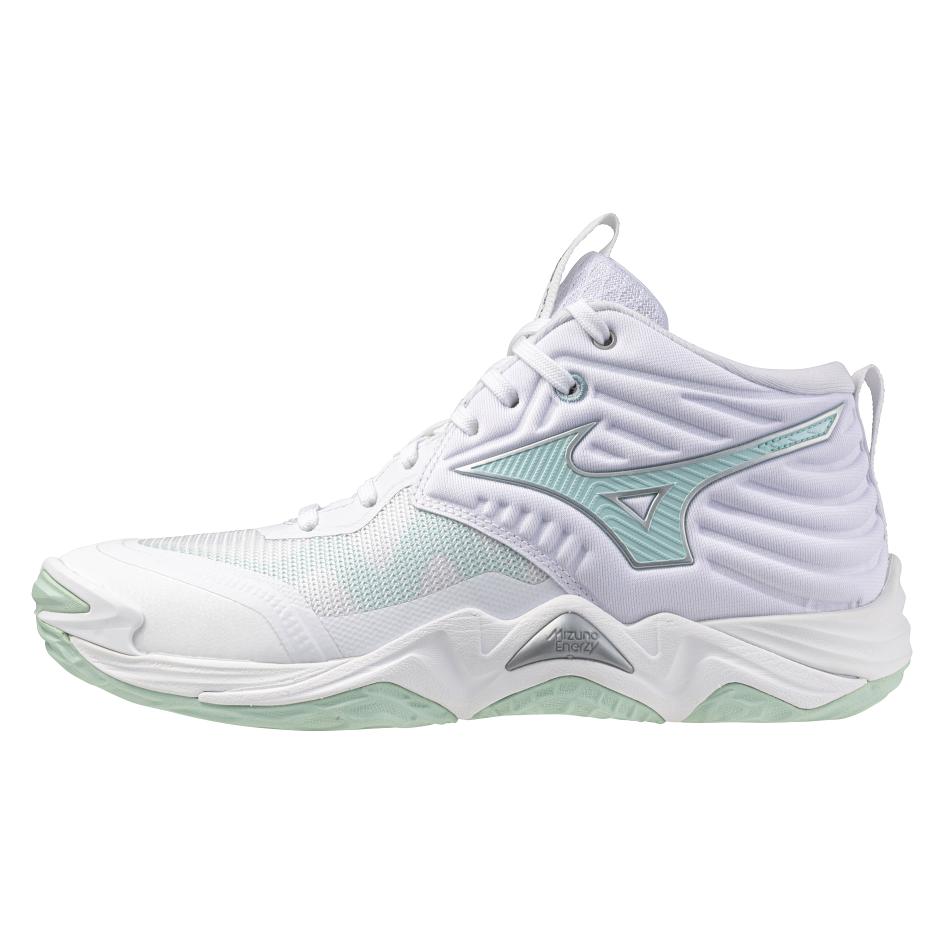 Mizuno, Damen, Hallenschuhe, Wave Momentum Elite Mid (40.5), Weiss