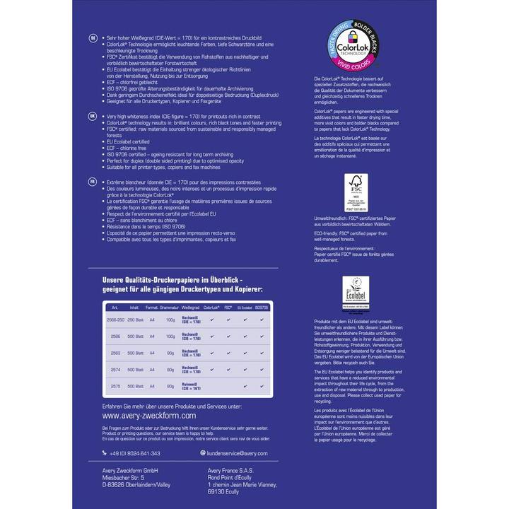 Produktbild Avery Inkjet-Papier (100 g/m², 500 x, A4)