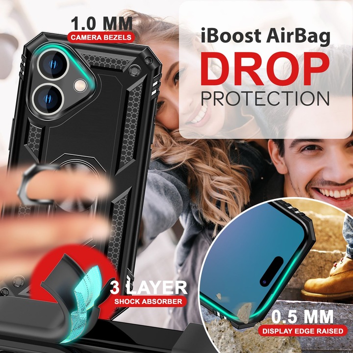 Immagine prodotto Nalia Coperchio ad anello antiurto in stile militare (Apple iPhone 16 Plus)