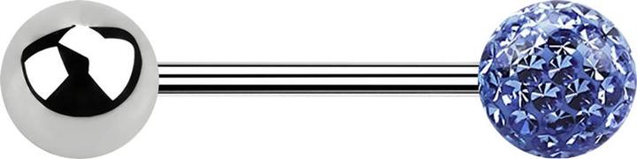 Actual product image Star Piercing Micro Barbell silber mit Kugel und Kristallkugel hellblau Epoxy Schutzschicht (without brass, Surgical steel 316L)