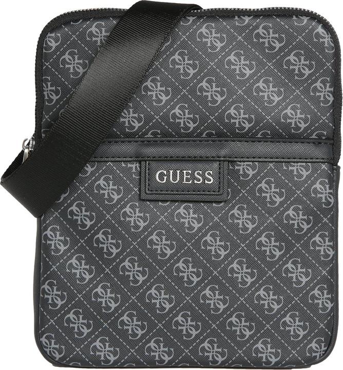 Actual product image Guess Dan, Flat Top Zip, Textile Crossbody Bag, Black, For Men