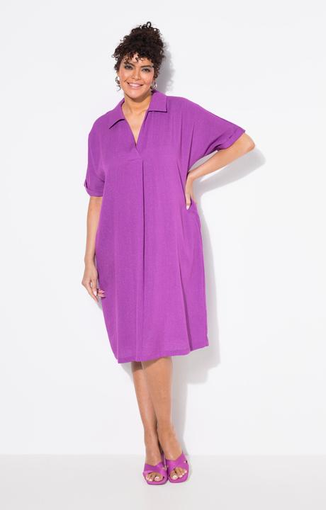 Immagine prodotto Ulla Popken Abito mini dal taglio oversize con collo da camicia, scollo a V e mezze maniche (50, 52)
