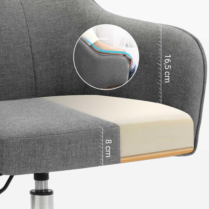 Actual product image Songmics Office chair, OBG019G01V1 grey fabric, silver frame