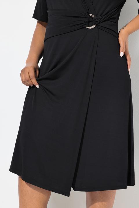 Actual product image Ulla Popken Wrap Look Short Sleeve Slinky Dress (50, 52)