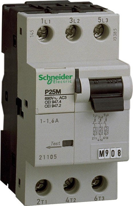 Actual product image Schneider Electric Motor protection switch P25M, 3P, 4A, protection 21107