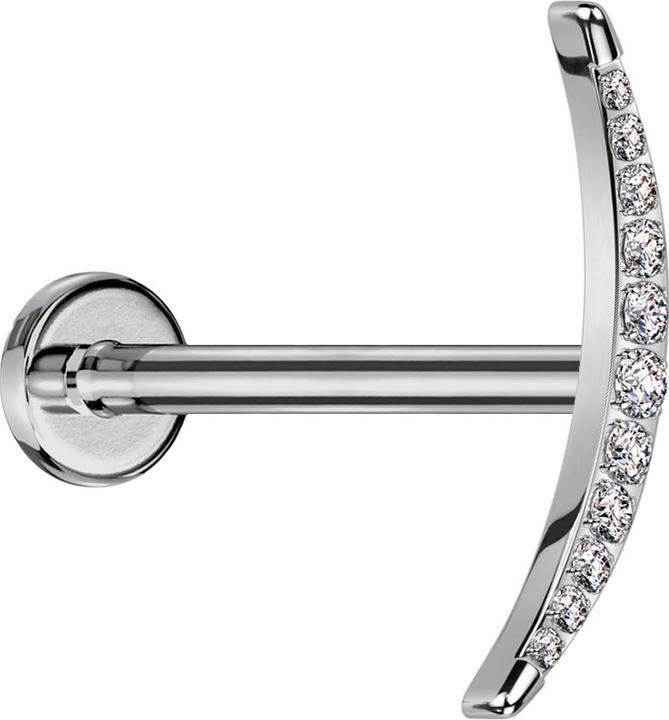 Immagine prodotto Star Piercing Micro Labret filo interno argento mezzaluna argento con cristalli argento (senza ottone, Titanio)