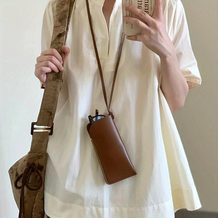 Immagine prodotto Only-Bags.Store Custodia per occhiali in pelle PU, porta occhiali da sole regolabile con laccetto da collo