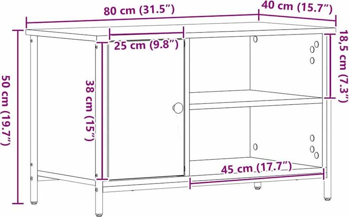 Immagine prodotto vidaXL Centro di intrattenimento (80 x 40 x 50 cm)