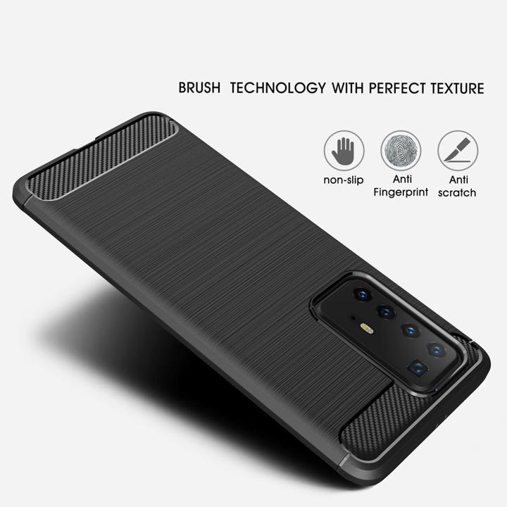 Produktbild König Design Hülle Handy Schutz für Huawei P40 Pro Case Cover Bumper Carbon Optik Schwarz (Huawei P40 Pro+)