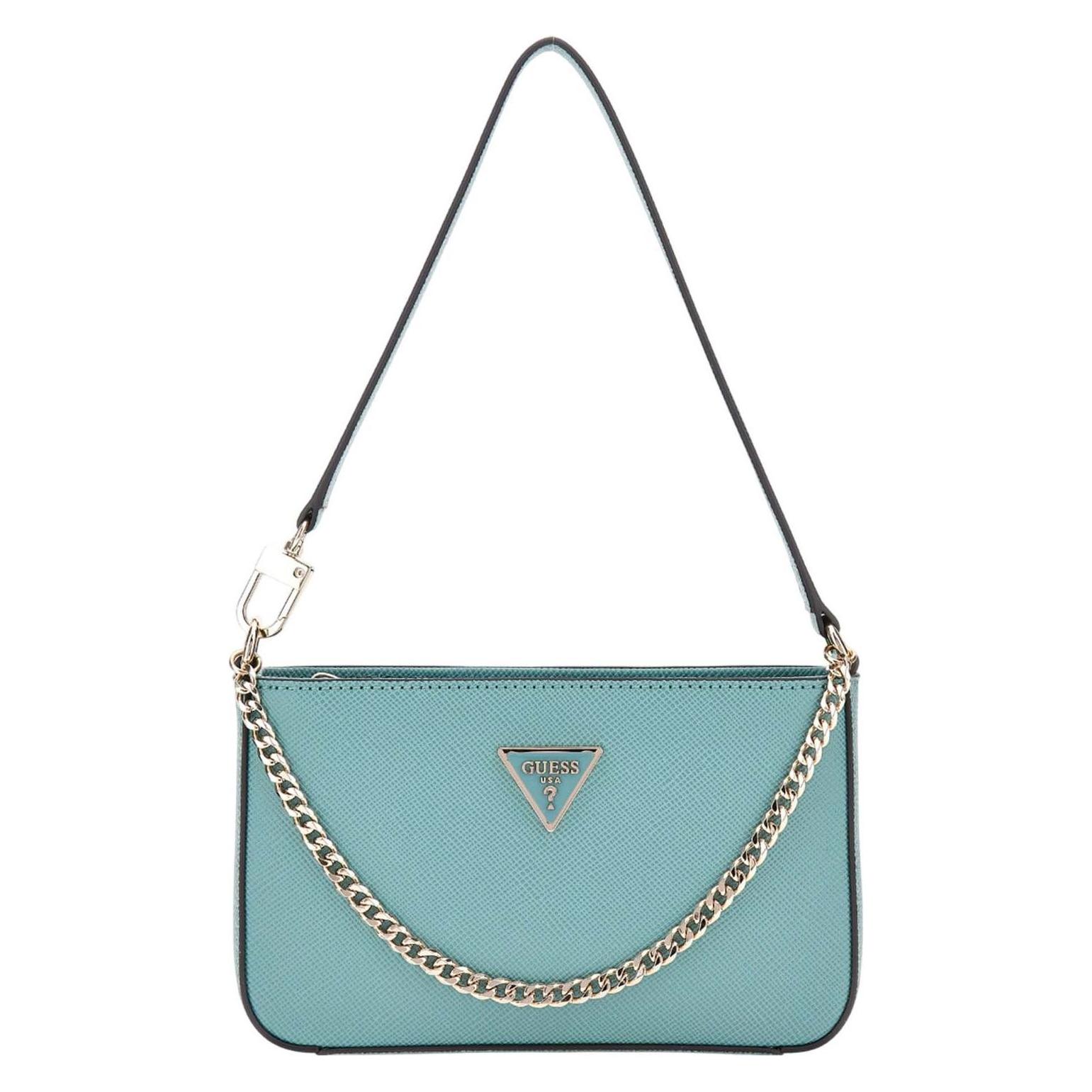 Guess, Damen, Handtasche, Noelle Mini Top Zip Shoulder Bag, Türkis