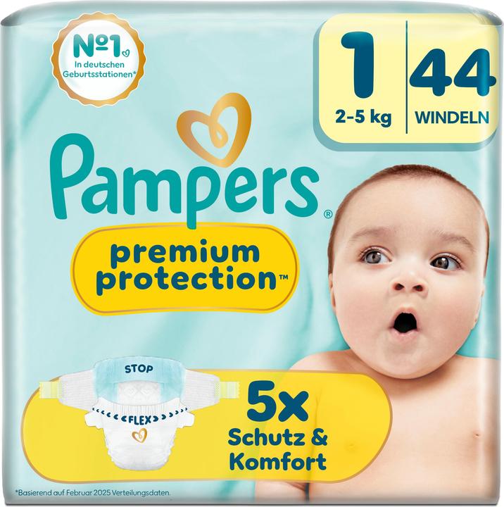 Actual product image Pampers Premium Protection New Baby Gr.1 Newborn 2-5kg Windeln Sparpack 44 Stück (Size 1, Pack, 44 pcs.)
