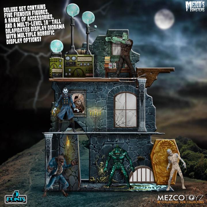 Actual product image Mezco Toys Mezco's Monsters figurines 5 Points Tower of Fear Deluxe Box Set 9 cm