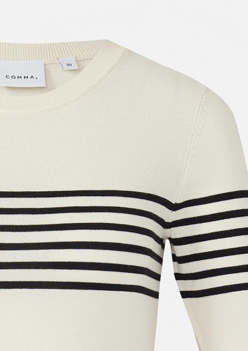Produktbild Comma Strickpullover Kurzarmpullover im Slim Fit mit Streifen (38)