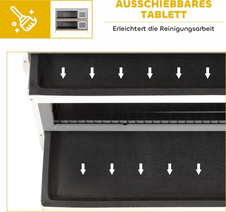 Image du produit PawHut Kaninchenstall Tannenholz Grau