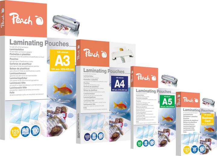 Produktbild Peach Laminierfolie A5, 80 µm, 100 Stück, Glänzend (A5, 100 Stück, 80 µm)