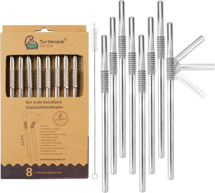 Produktbild Turtleneck Straw Biegbare Edelstahl Trinkhalme (8 x)