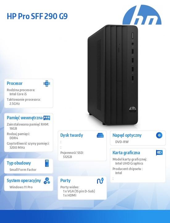 Immagine prodotto HP Pro 290 SFF G9 i5-14400 512GB/16GB/W11P Computer (512 GB, Intel Core i5-14400)