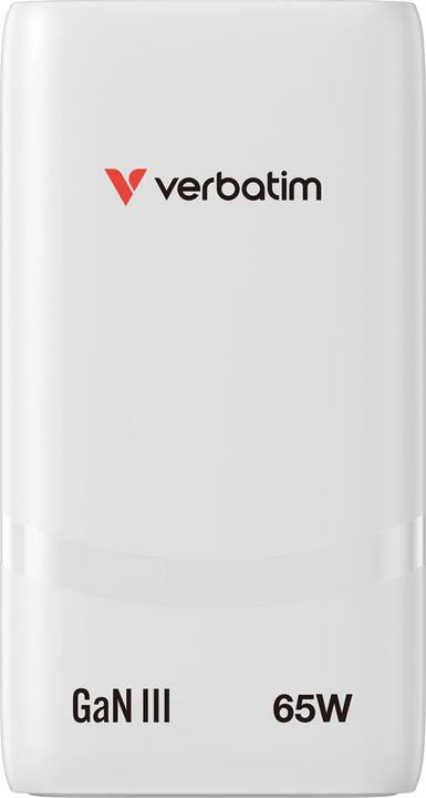 Productafbeelding Verbatim GaN III Fold 'n' Go Charger 2 Port 65W USB-C white (65 W)