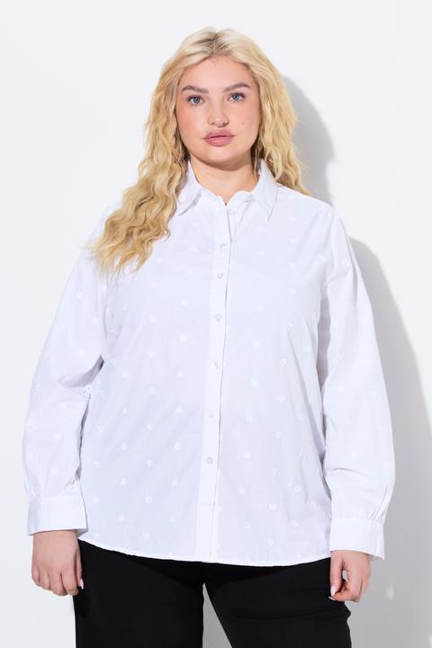 Immagine prodotto Ulla Popken Camicia, ricamo cuore, linea ad A, collo a camicia, manica lunga (42, 44)