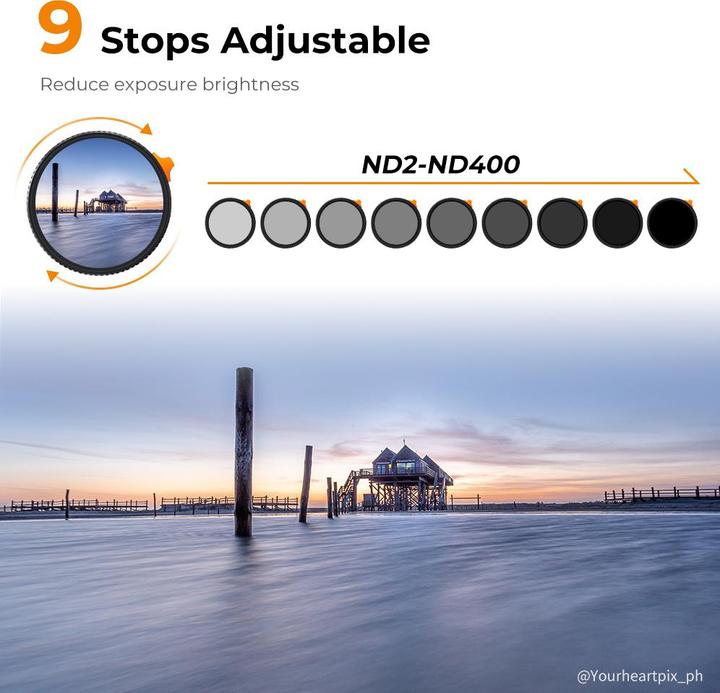 Produktbild K&F Concept 67MM Variable ND2-ND400 Lens Filter (1-9 Stops) 28 Multi-Layer Green Coatings HD Waterproof Scratch