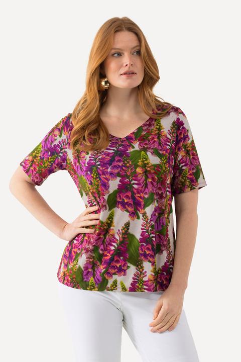 Produktbild Ulla Popken Slinkyshirt, Lupinen, A-Linie, Herzausschnitt, Halbarm (60)