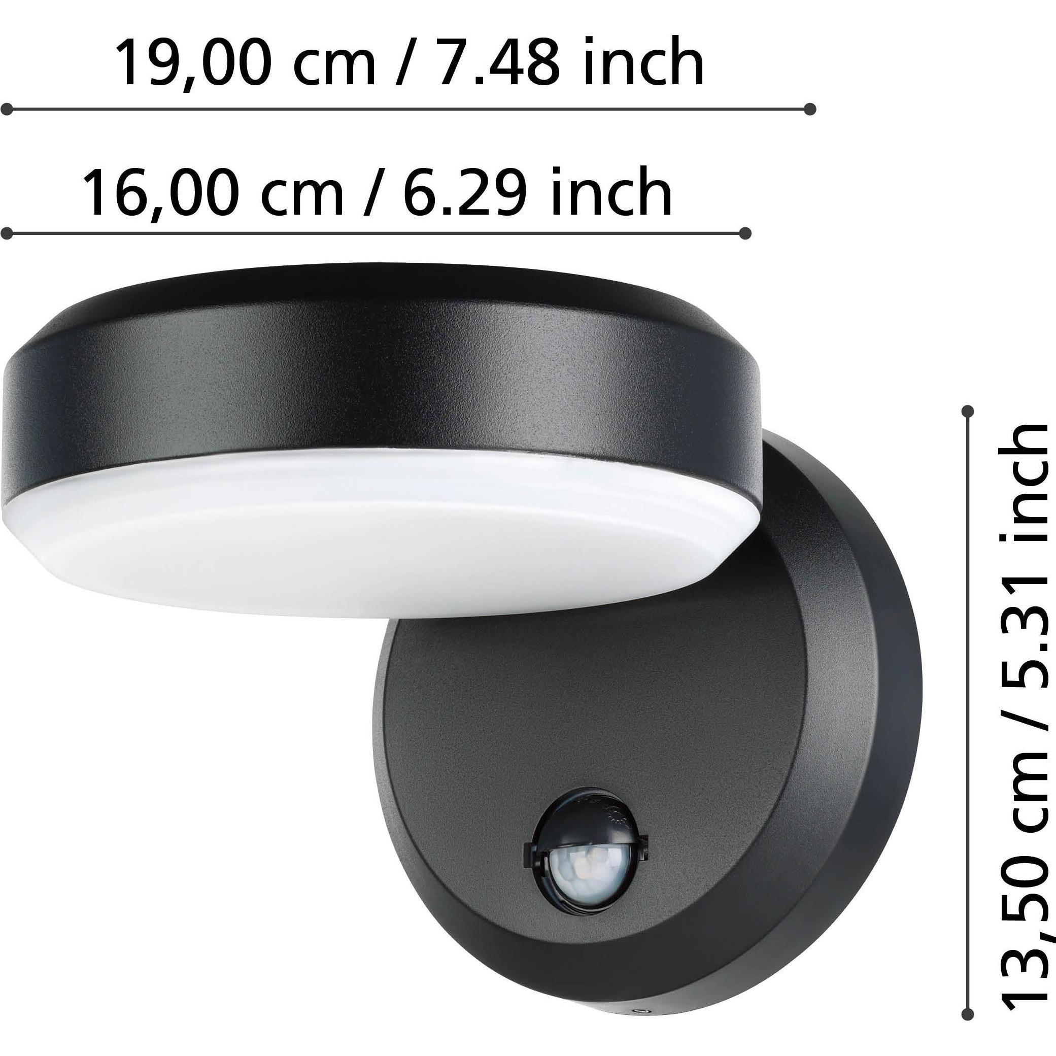 Thumbnail - EGLO, Gartenbeleuchtung, 900674 FORNACI LED Aussen-Wand-/Deckenleuchte 8,7W Sensor Schwarz Weiss Warmweiss IP44 (850 lm,...