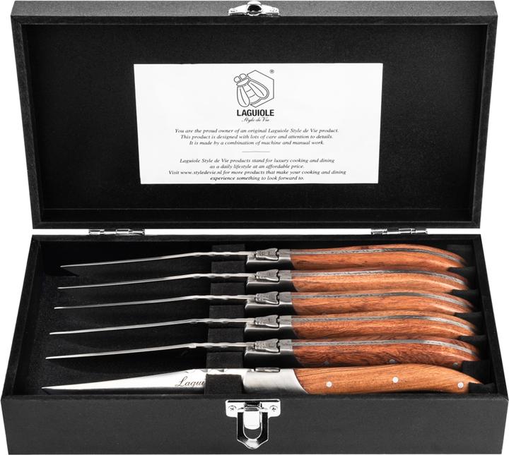 Image du produit Laguiole Steakmessen Luxus Line Line Style - 6 -delig - Pakka Rose (6 pcs, Couteau)