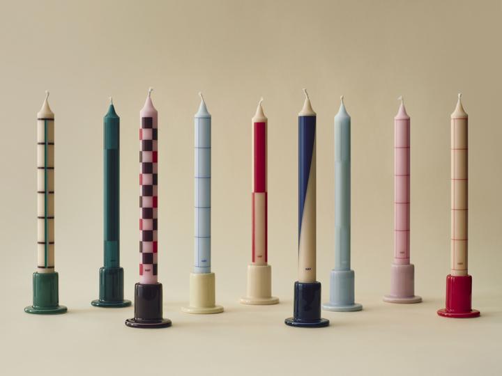 Produktbild HAY - Pattern Kerze H24 - 4er-Set (Grün & Bordeauxrot) (4 Stk.)